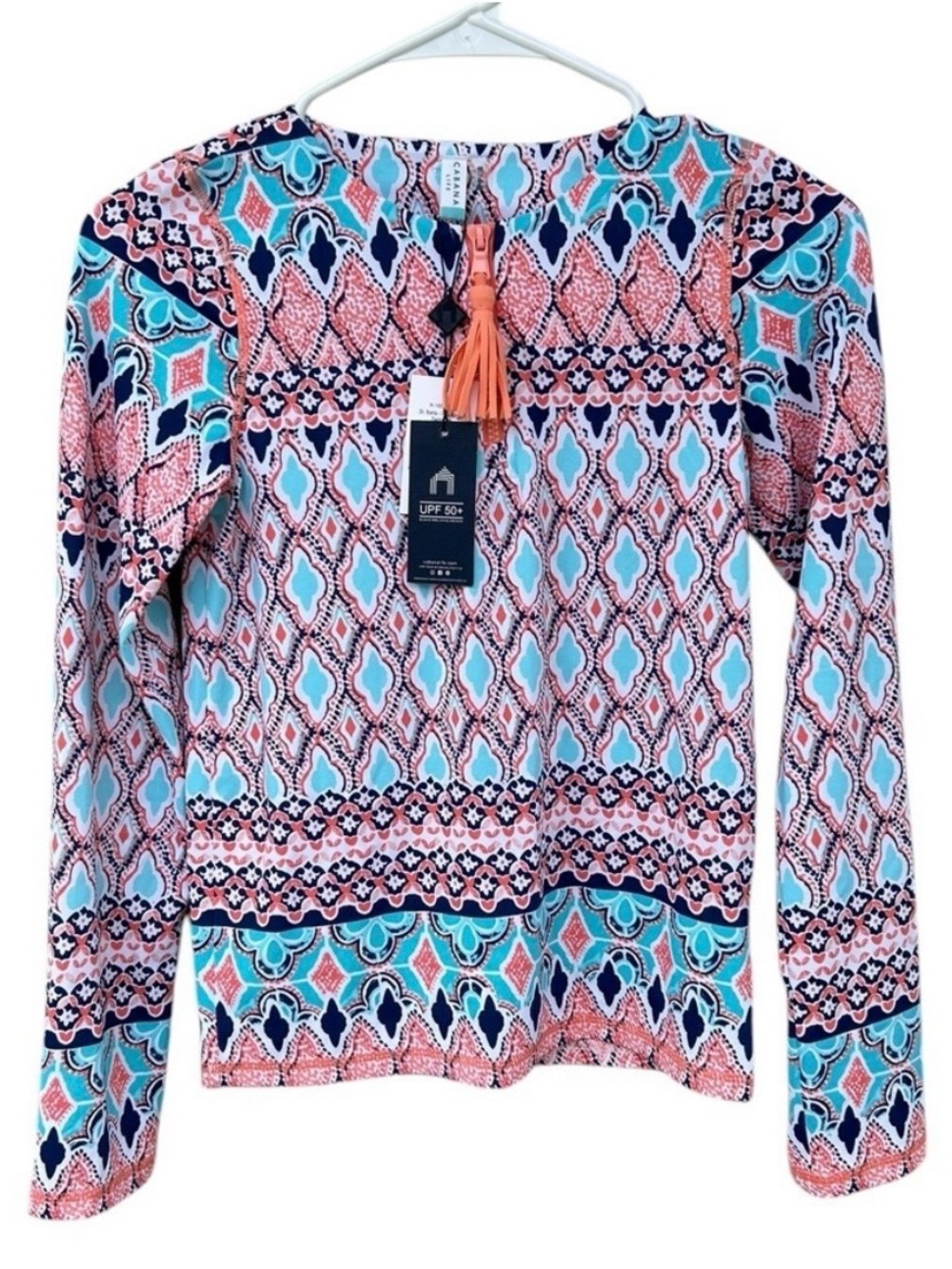NWT Cabana Life Girl’s St. Barts Wash Guard Long Sleeve Swim Top - Size 12